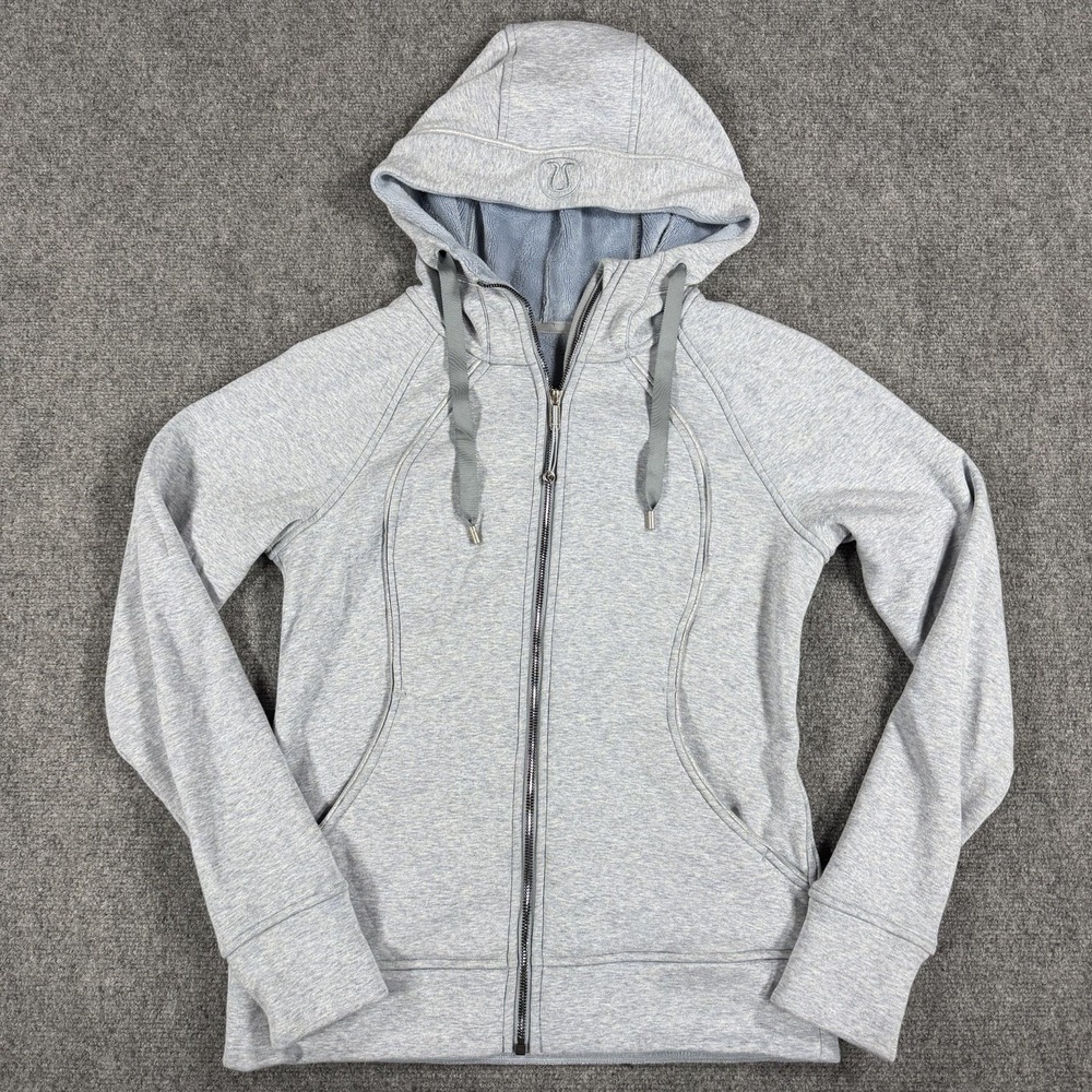 Lululemon Scuba Hoodie Plush Womens 8‎ Heathered Light Blue Full Zip M
